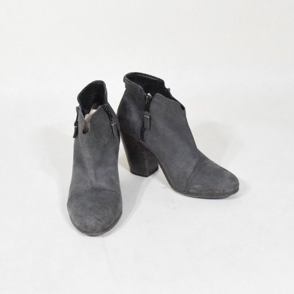 Rag & Bone Gray Distressed Leather Stacked Heel A… - image 3
